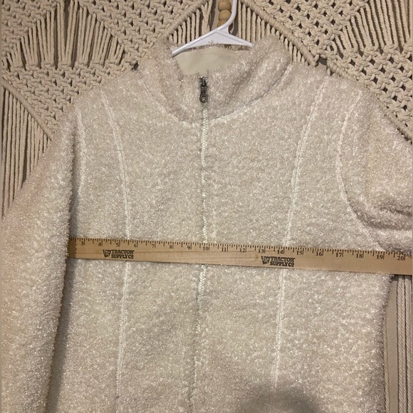 J.Jill off white Two way zip Faux Curly fur sherpa Jacket womens size Medium - Picture 7 of 12